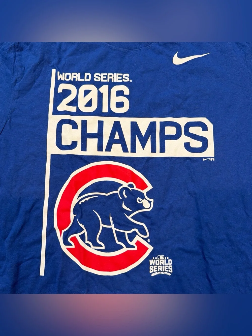 Nike Chicago Cubs 2016 World Series Champs Shirt Blue Men’s Extra Large NWT